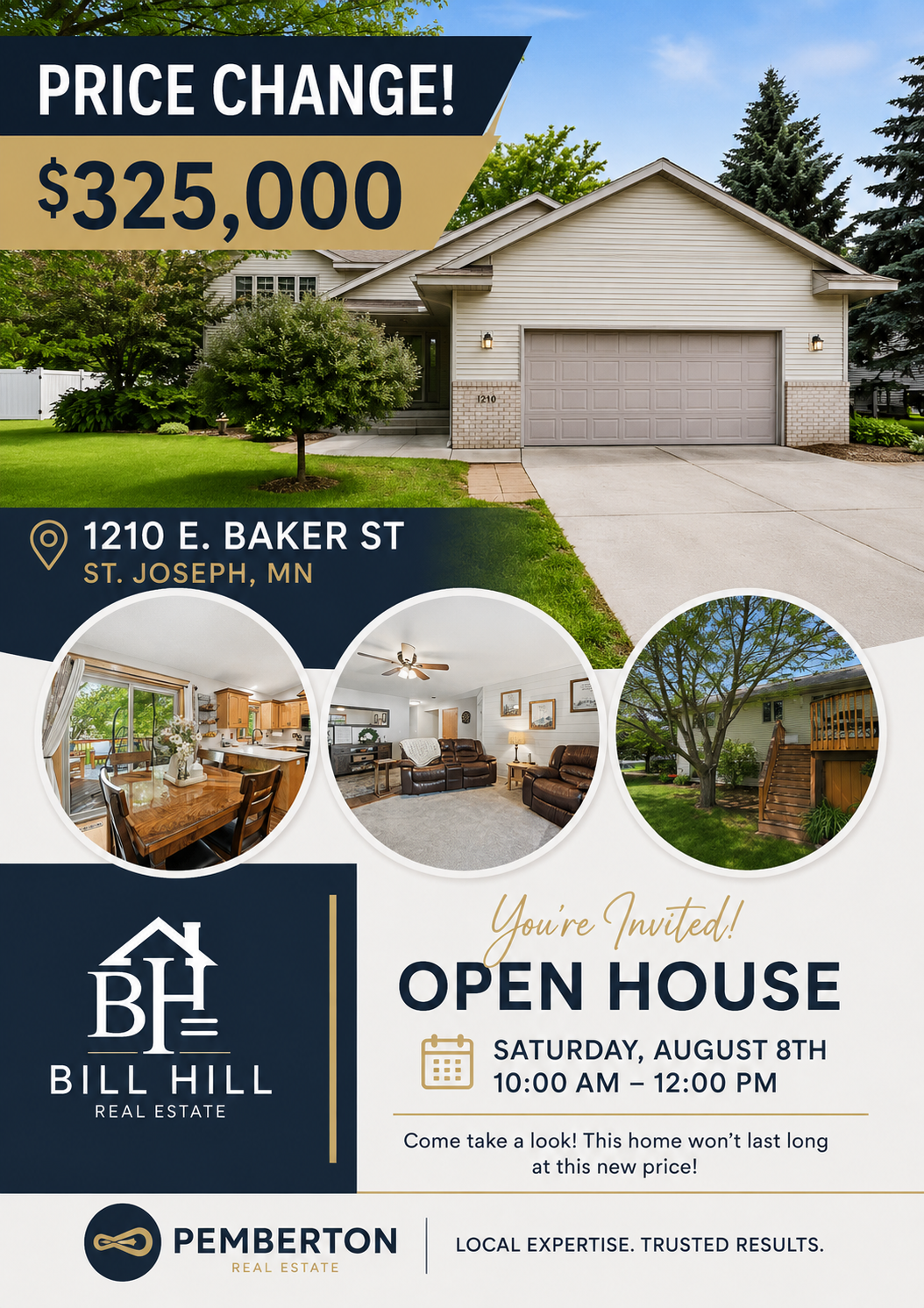 Open house flyer for 1210 E Baker Street, St Joseph, Minnesota