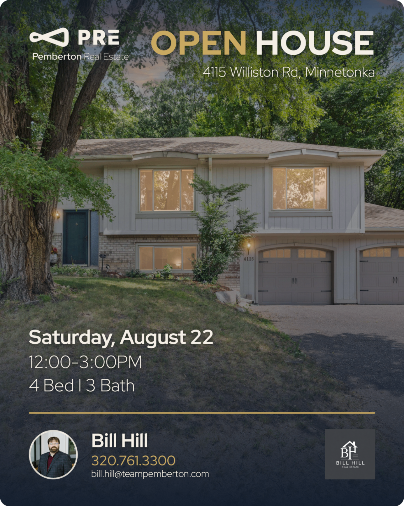 Open house flyer for 4115 Williston Rd, Minnetonka, Minnesota
